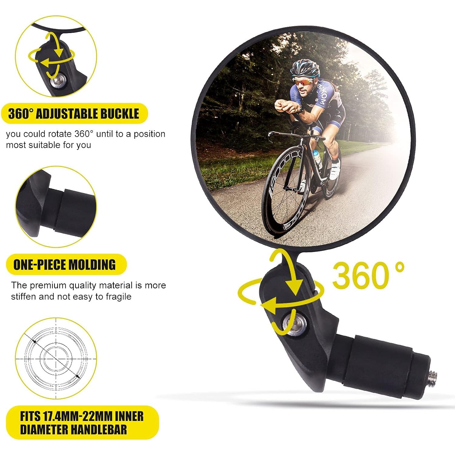 8505 Bar End Bike Mirror, Safe Rearview Mirror 360° Rotatable & Foldable Safety Bicycle Rear View Mirror, Mirror Durable Bike Mirror (1 Pc) 8505 Bar End Bike Mirror, Safe Rearview Mirror 360° Rotatable & Foldable Safety Bicycle Rear View Mirror, Mirror Durable Bike Mirror (1 Pc)